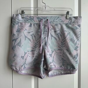 Columbia PFG XL Tropical Palm Print Shorts Lavender Pink Mint